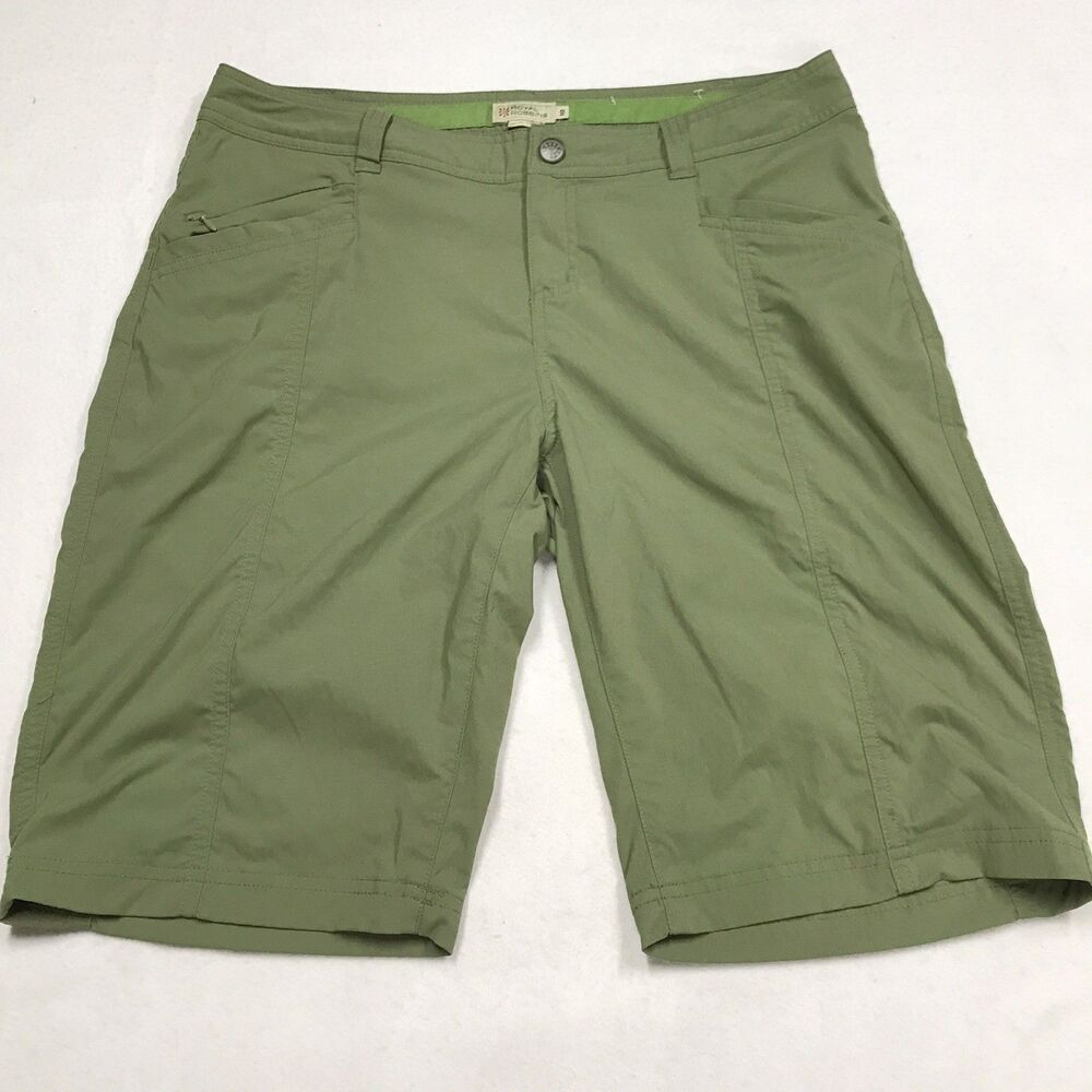 ROYAL ROBBINS Discovery Shorts Women 10 32W Olive Green Nylon Stretch Hiking